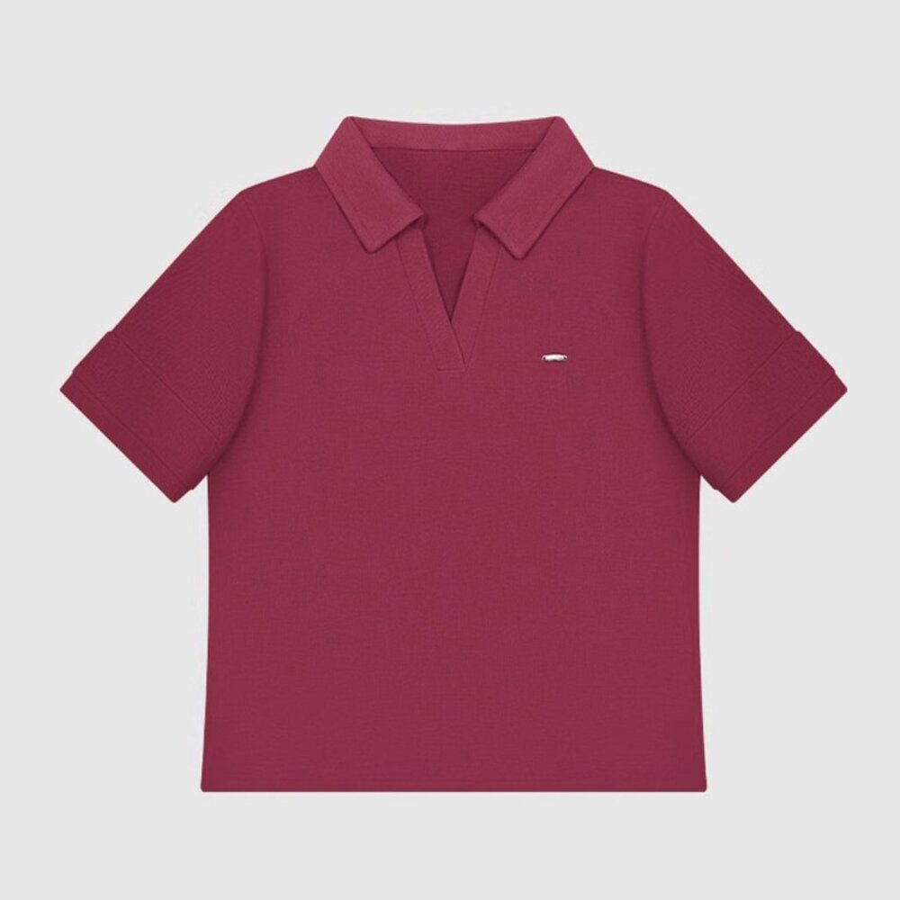 B.Sure Burgundy Simple Short Sleeve T-Shirt